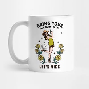 Let's Ride: Retro Western Cowgirl Country Rodeo Pinup Mug